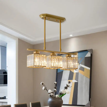 Modern black & gold 3-light crystal chandelier dining room e26 bulb base