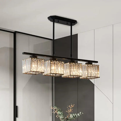 Modern black & gold 3-light crystal chandelier dining room e26 bulb base