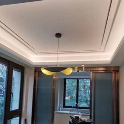 Modern black & gold abstract pendant lamp dining room sculptural design