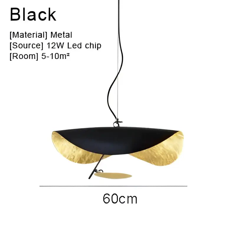 Modern black & gold abstract pendant lamp dining room sculptural design