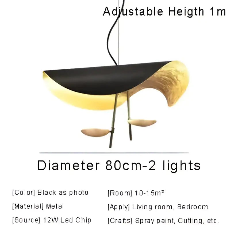 Modern black & gold abstract pendant lamp dining room sculptural design