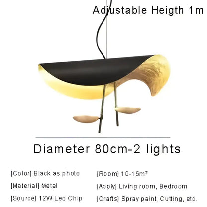 Modern black & gold abstract pendant lamp dining room sculptural design