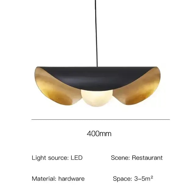 Modern black & gold abstract pendant light dining room sculptural lamp