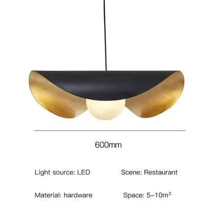 Modern black & gold abstract pendant light dining room sculptural lamp