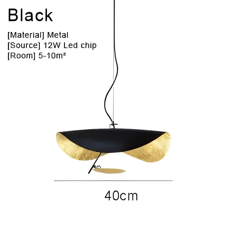 Modern black & gold abstract pendant light dining room sculptural lamp
