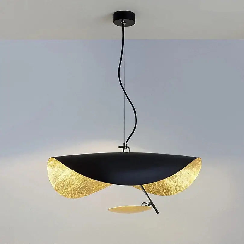 Modern black & gold abstract pendant light dining room sculptural lamp