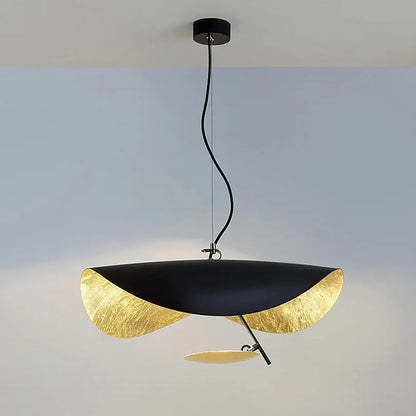 Modern black & gold abstract pendant light dining room sculptural lamp