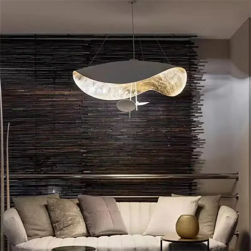 Modern black & gold abstract pendant light dining room sculptural lamp