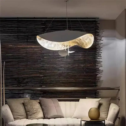 Modern black & gold abstract pendant light dining room sculptural lamp
