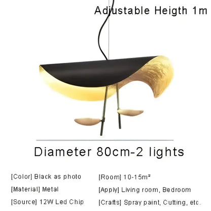 Modern black & gold abstract pendant light dining room sculptural lamp