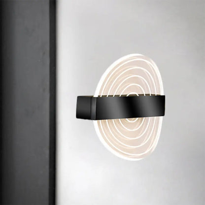 DecorBites™ Modern Black/Gold Acrylic Circle LED Wall Sconce for Living Room