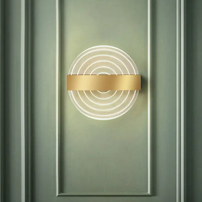 DecorBites™ Modern Black/Gold Acrylic Circle LED Wall Sconce for Living Room