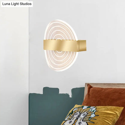 DecorBites™ Modern Black/Gold Acrylic Circle LED Wall Sconce for Living Room