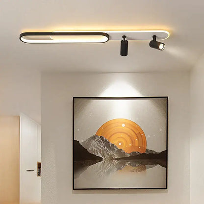 Modern black & gold acrylic led chandelier with spotlights living room