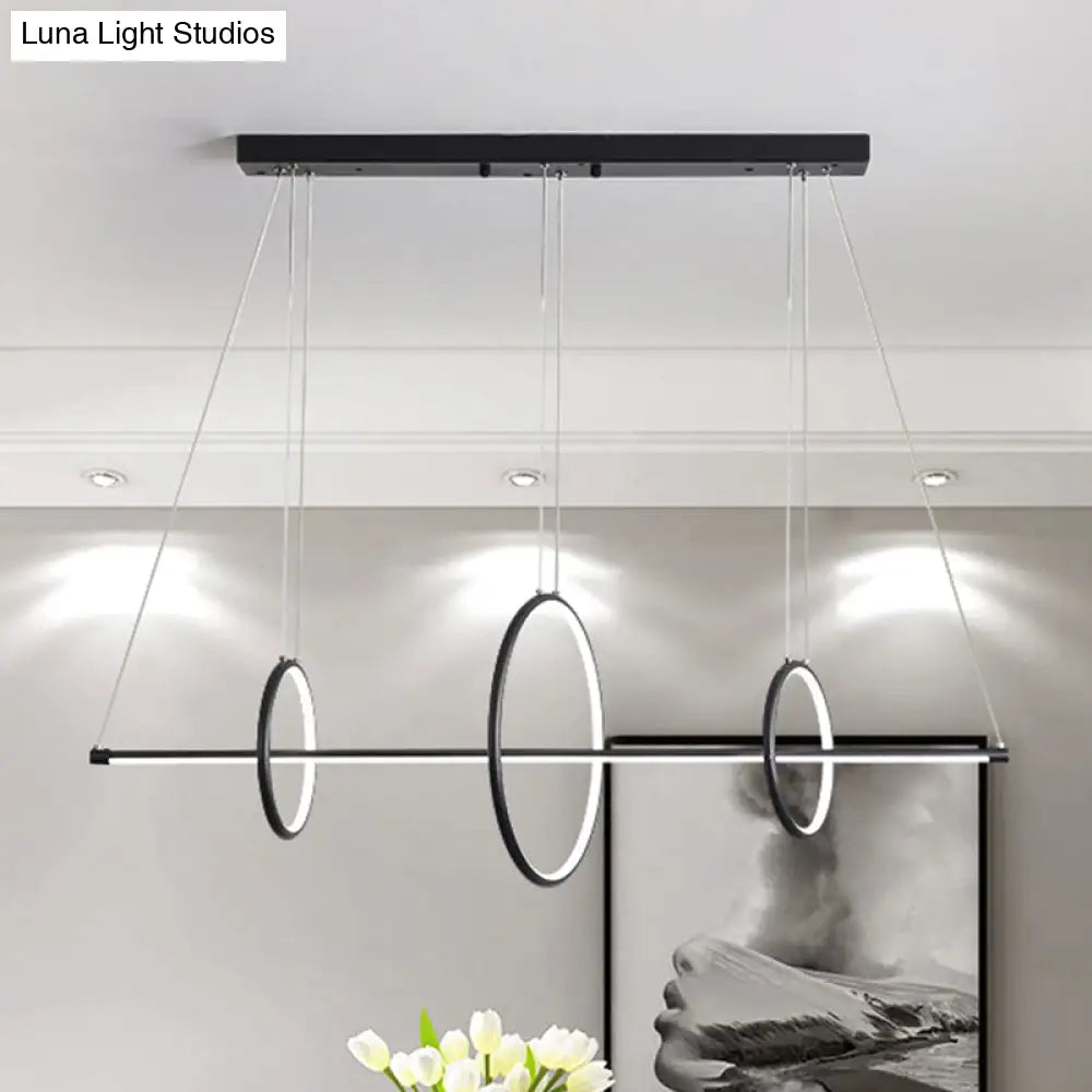 DecorBites™ Modern Black/Gold Acrylic Linear Suspension Light with 3-Ring Design - Island Pendant Lighting