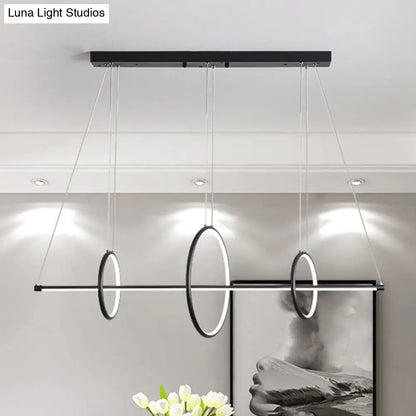 DecorBites™ Modern Black/Gold Acrylic Linear Suspension Light with 3-Ring Design - Island Pendant Lighting