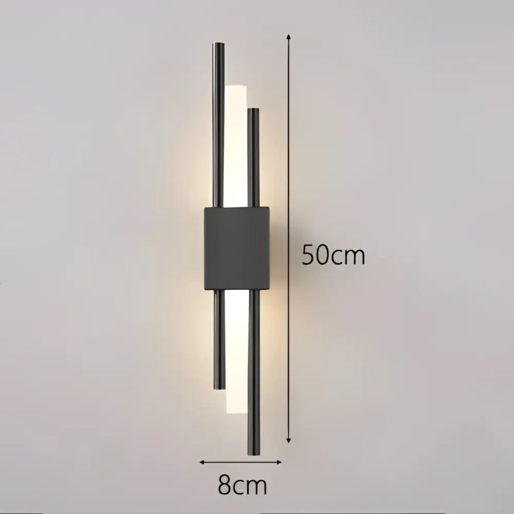 Modern black & gold acrylic pipe wall lamp bedroom sconce