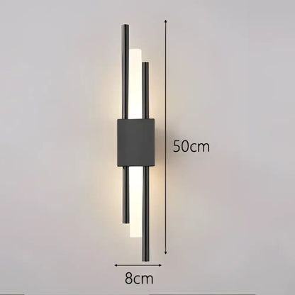 Modern black & gold acrylic pipe wall lamp bedroom sconce