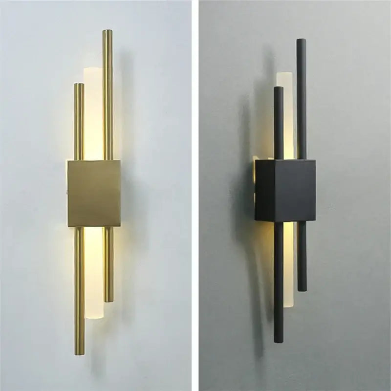 Modern black & gold acrylic pipe wall lamp bedroom sconce