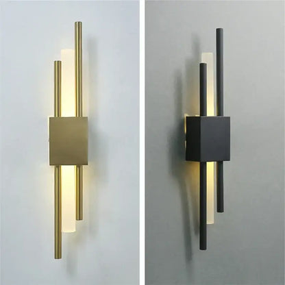 Modern black & gold acrylic pipe wall lamp bedroom sconce