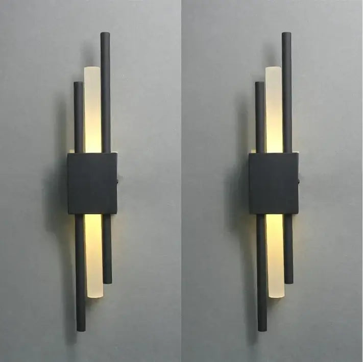 Modern black & gold acrylic pipe wall lamp bedroom sconce