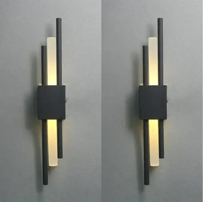 Modern black & gold acrylic pipe wall lamp bedroom sconce