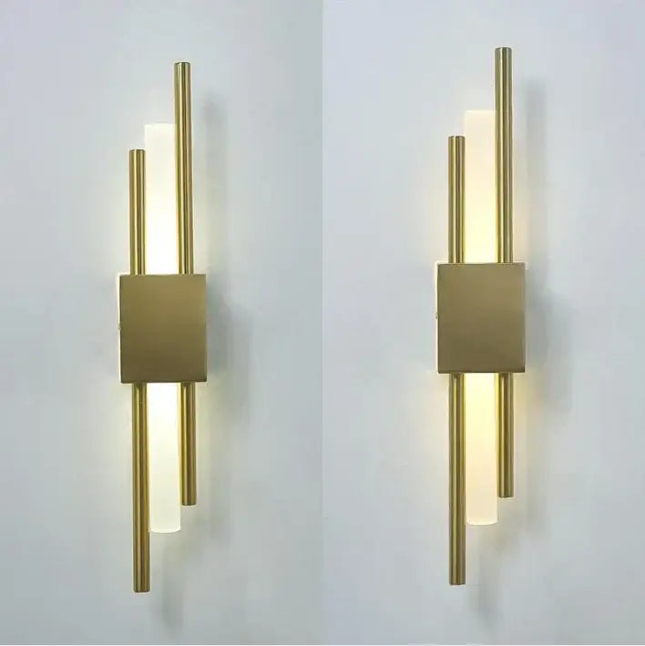 Modern black & gold acrylic pipe wall lamp bedroom sconce