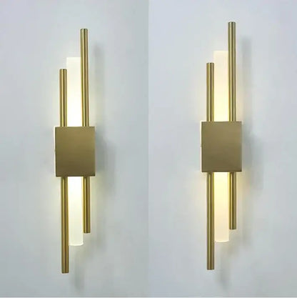 Modern black & gold acrylic pipe wall lamp bedroom sconce
