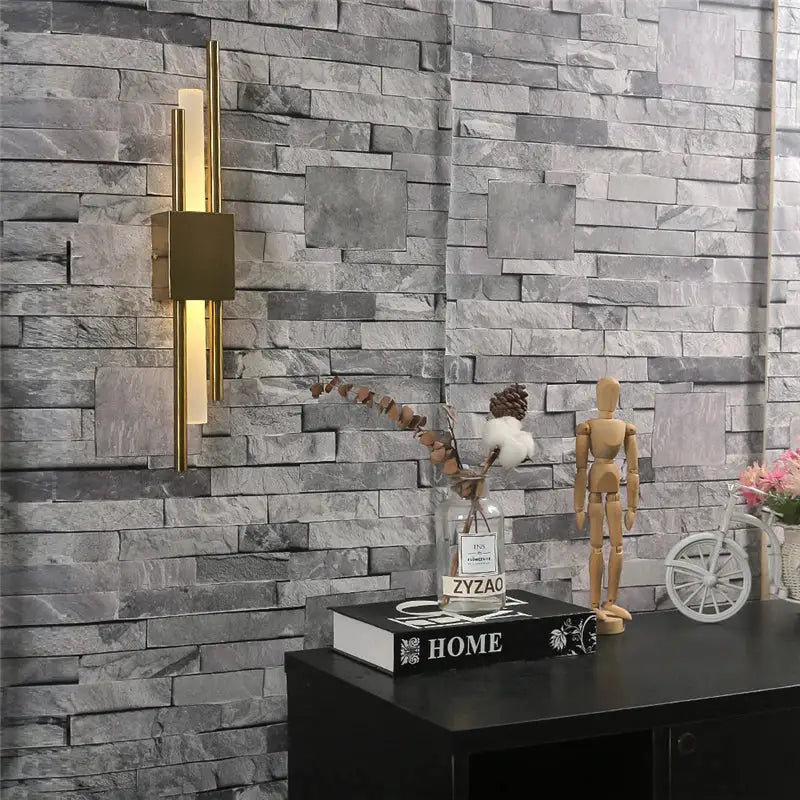 Modern black & gold acrylic pipe wall lamp bedroom sconce