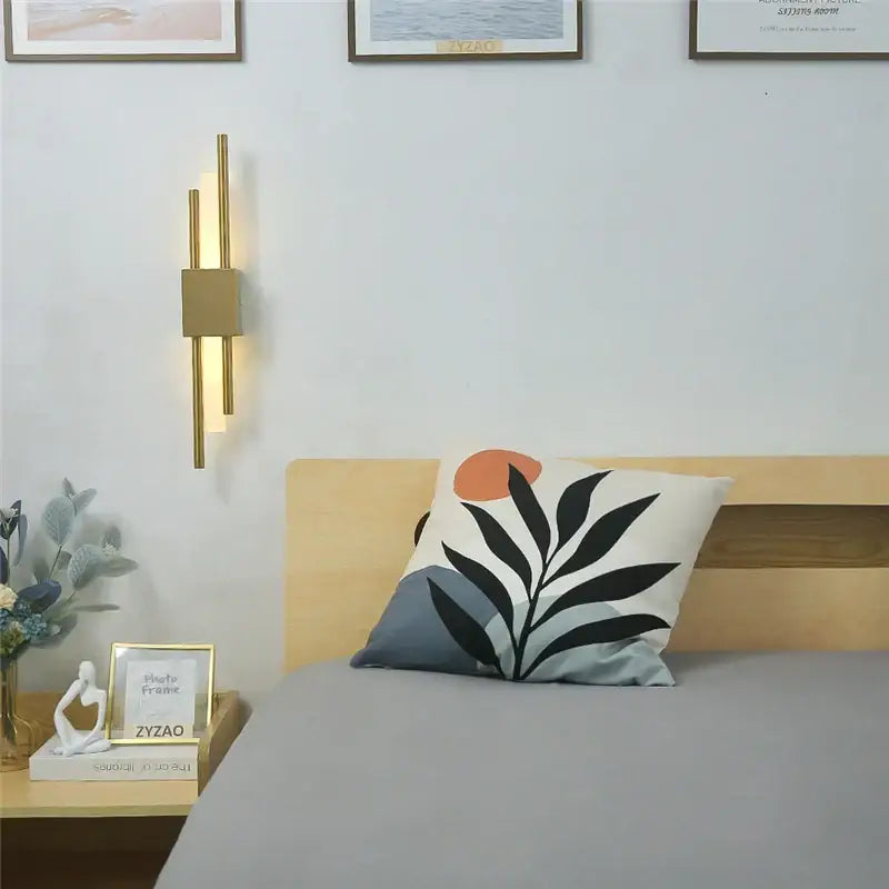 Modern black & gold acrylic pipe wall lamp bedroom sconce