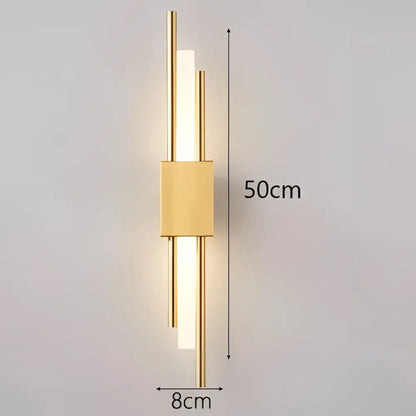 Modern black & gold acrylic pipe wall lamp bedroom sconce