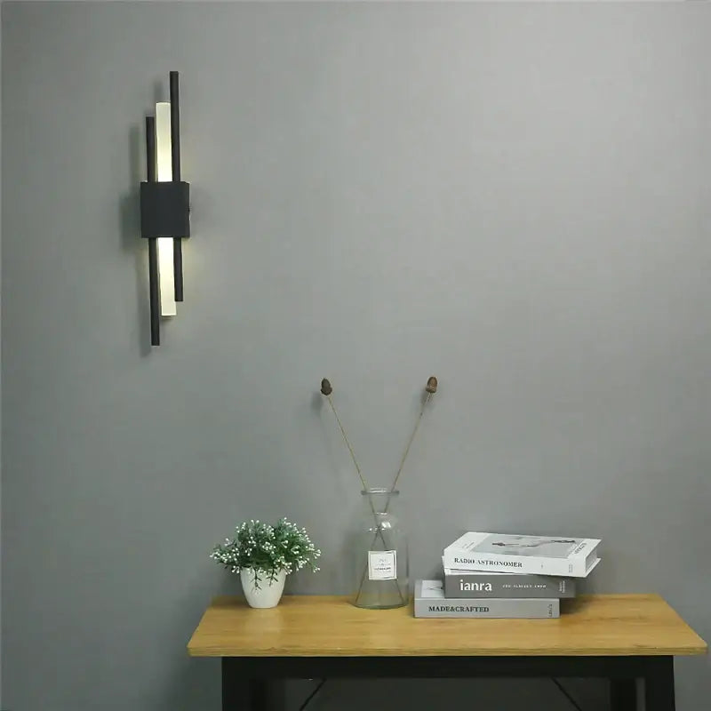 Modern black & gold acrylic pipe wall lamp bedroom sconce
