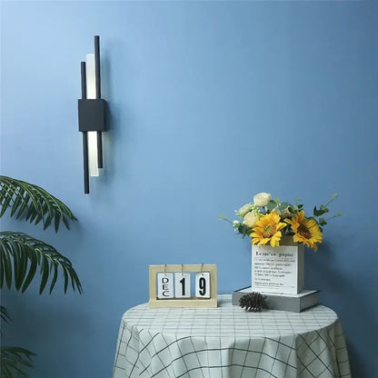 Modern black & gold acrylic pipe wall lamp bedroom sconce