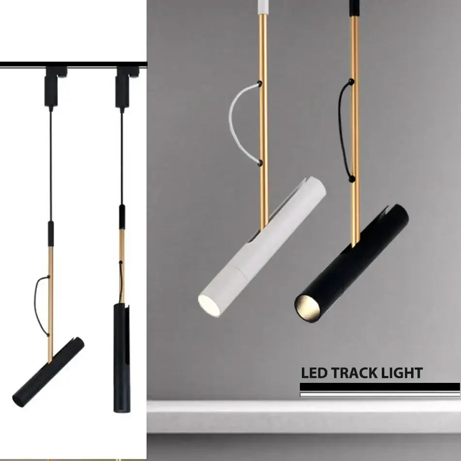 Modern black & gold adjustable led track light for kitchen island