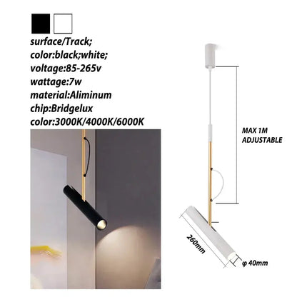 Modern black & gold adjustable led track light for kitchen island