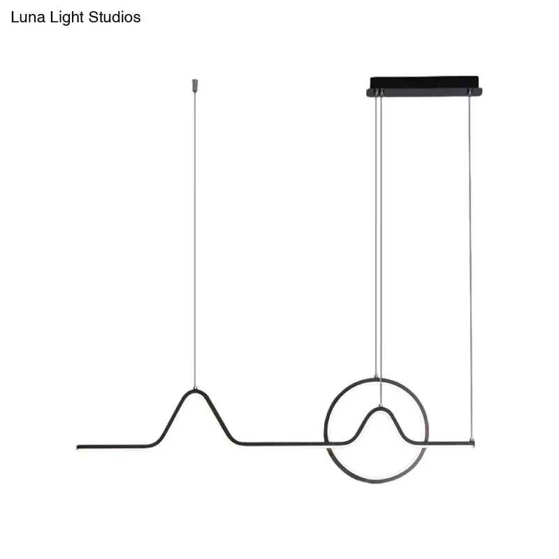 DecorBites™ Modern Black/Gold Aluminum Linear LED Island Lighting with Sun and Mountain Design - Warm/White Light