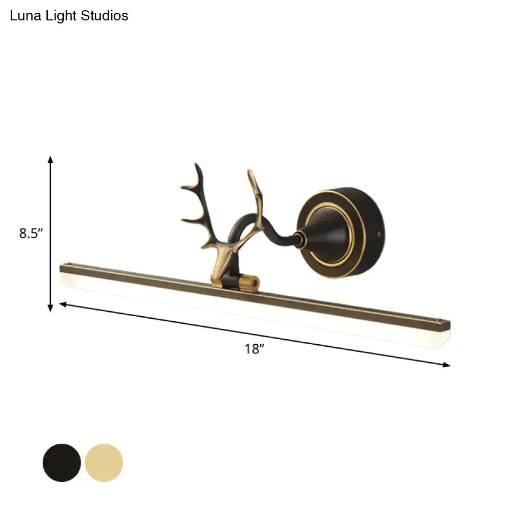Modern black & gold antler wall light acrylic shade bathroom lamp