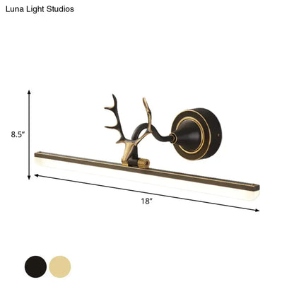 Modern black & gold antler wall light acrylic shade bathroom lamp