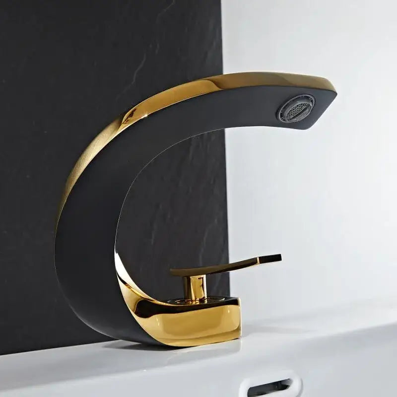 Modern black & gold basin faucet bathroom mixer tap