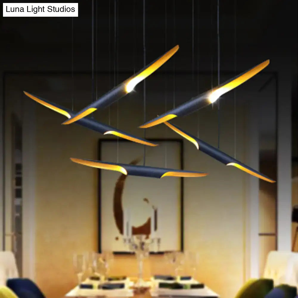 Modern black & gold bias cut tube pendant light kitchen island
