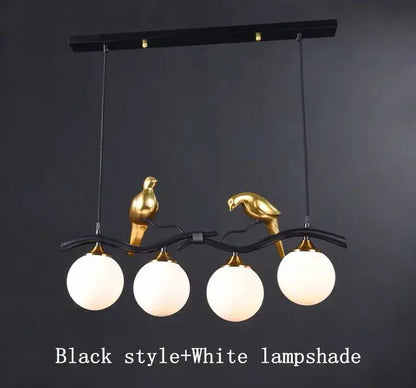 Modern black & gold bird glass pendant lights dining room