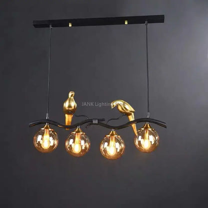 Modern black & gold bird glass pendant lights dining room