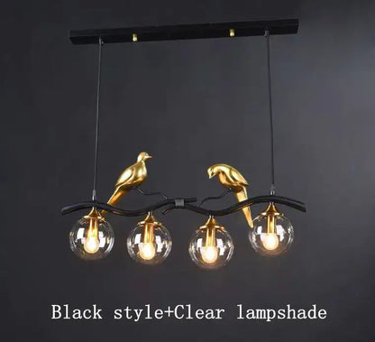 Modern black & gold bird glass pendant lights dining room