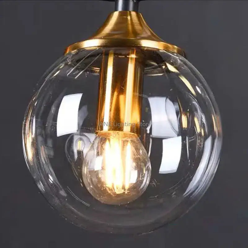 Modern black & gold bird glass pendant lights dining room
