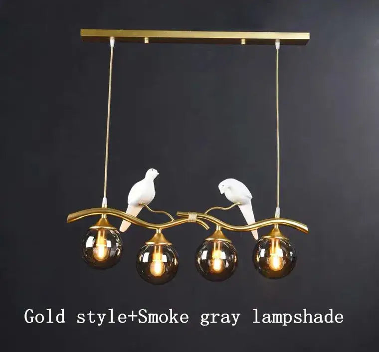 Modern black & gold bird glass pendant lights dining room