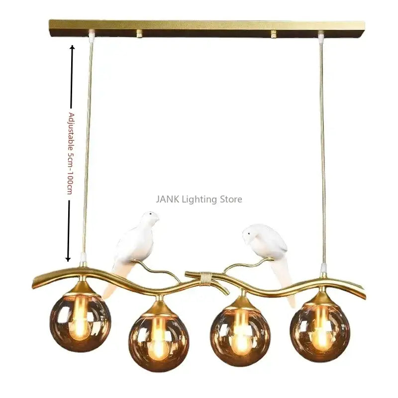 Modern black & gold bird glass pendant lights dining room