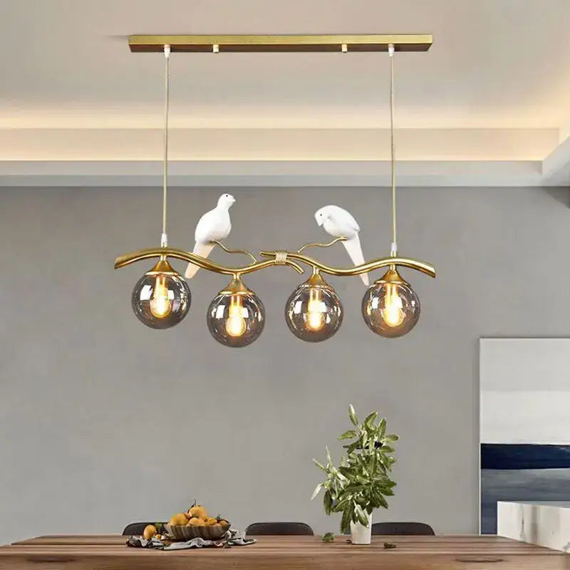 Modern black & gold bird glass pendant lights dining room
