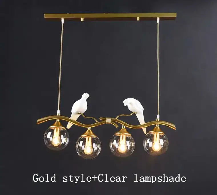 Modern black & gold bird glass pendant lights dining room