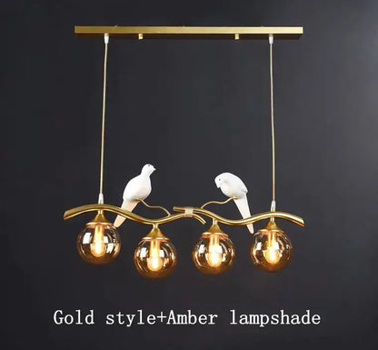 Modern black & gold bird glass pendant lights dining room