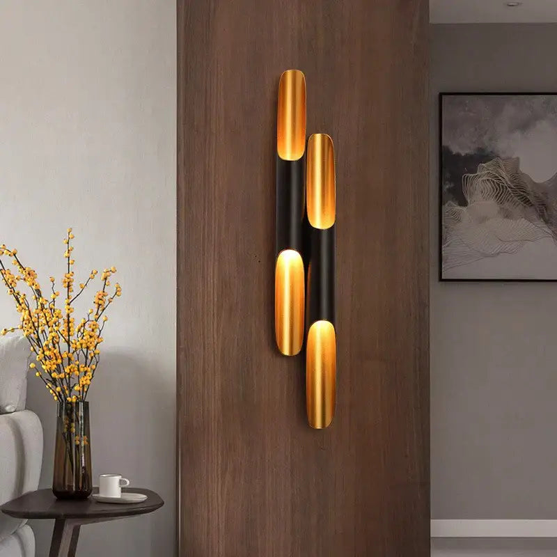 Modern black & gold blade pendant light dining room